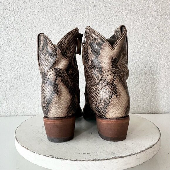 Lane PLAIN JANE Womens Short Cowboy Boots 5.5 Cowgirl Western Brown Animal Print - Picture 3 of 11